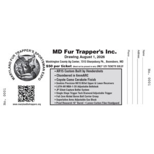 $50 Raffle Ticket - ONLY 125 TICKETS AVAILABLE - AR15 Custom Built by Hendershots - Chambered in 6mmARC